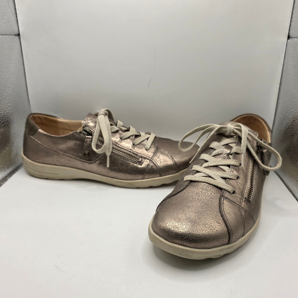 Nurture by Lamaze Colley Metallic Bronze Leather Side Zip Sneakers Womens 9.5 M